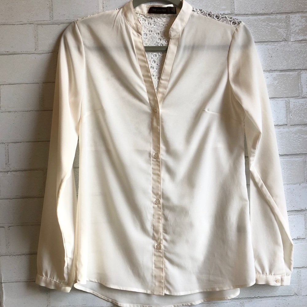 The Limited Sheer Cream Blouse